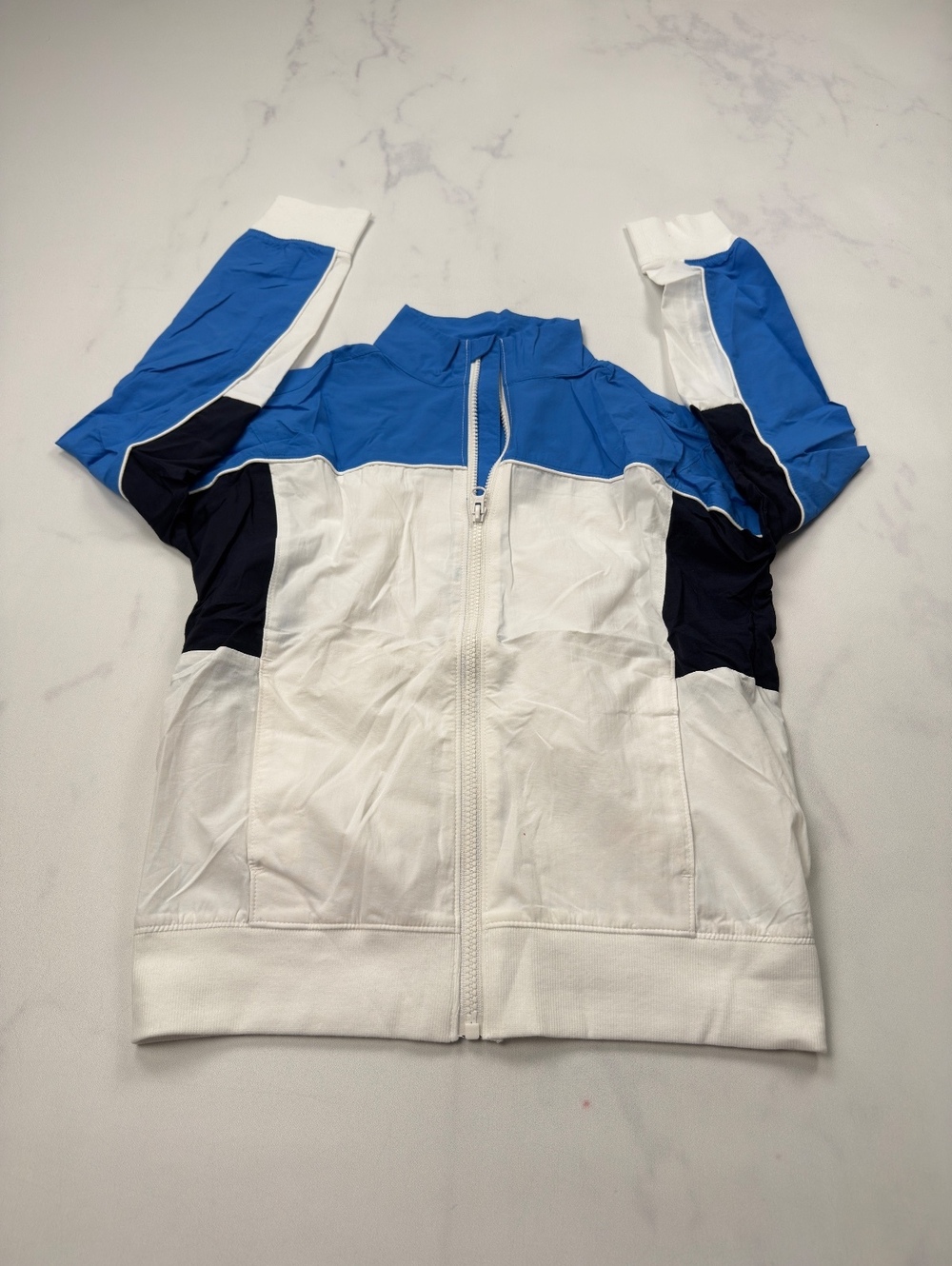 Old Navy Active StretchTech Track Jacket White Blue Colorblock - Mens L